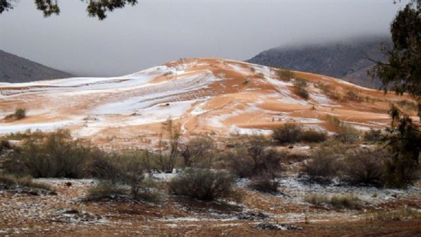 Nevó en el desierto del Sahara