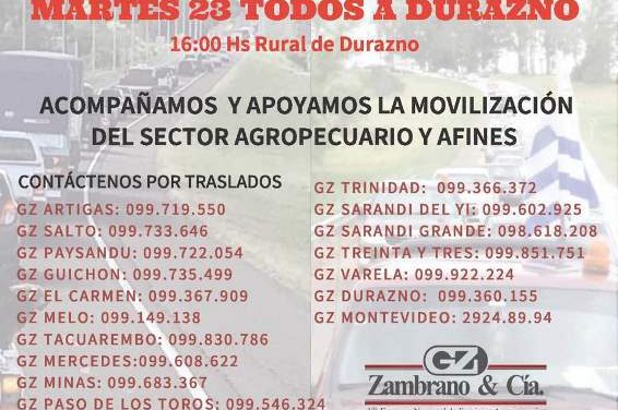 Zambrano & Cía. convoca y organiza traslados a la movilización de Durazno