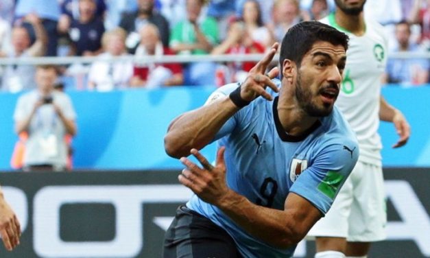 Gol de Suárez ante Arabia en su partido 100