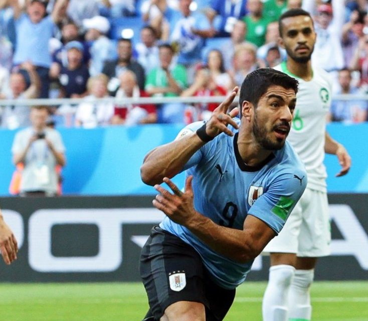 Gol de Suárez ante Arabia en su partido 100