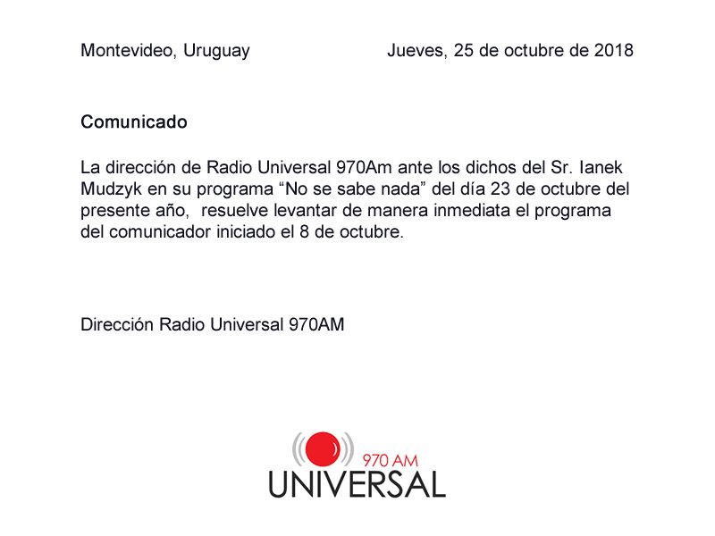 Comunicado de 970 Universal