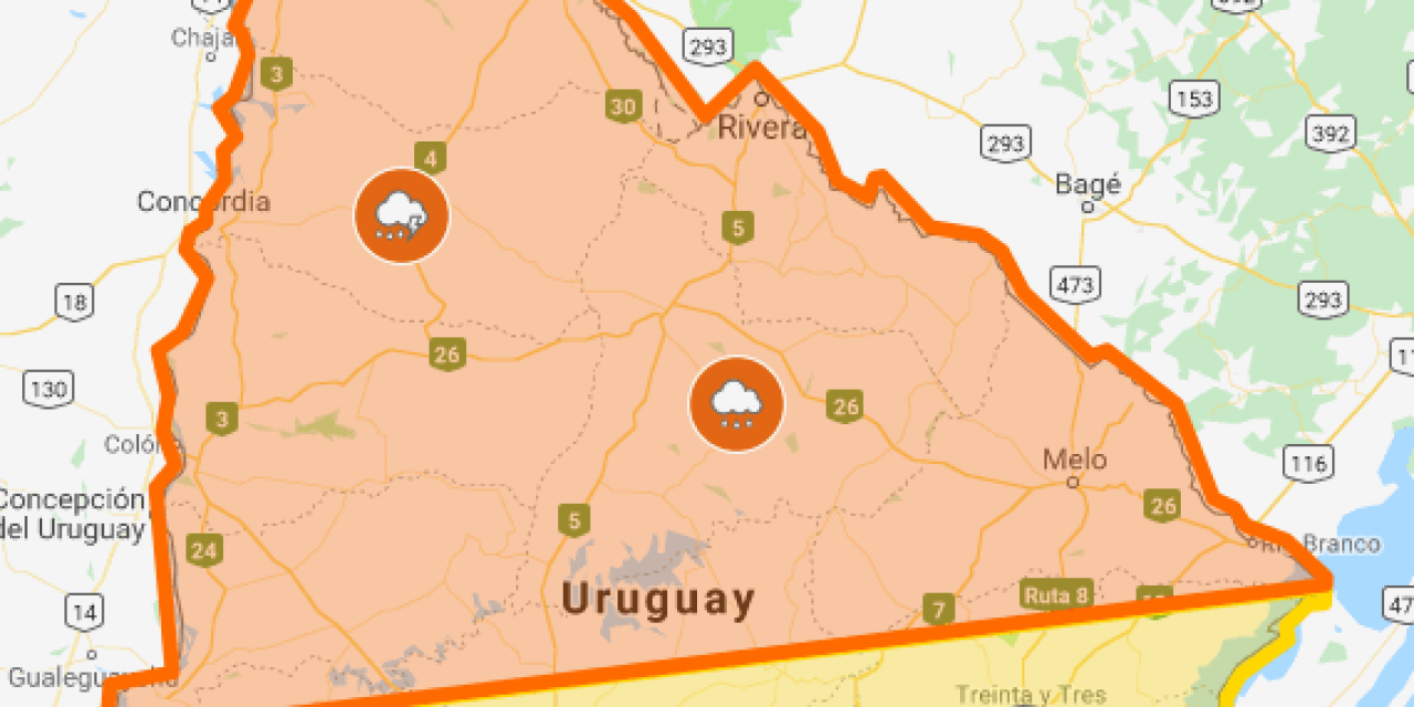 Inumet: alerta naranja para el norte del país