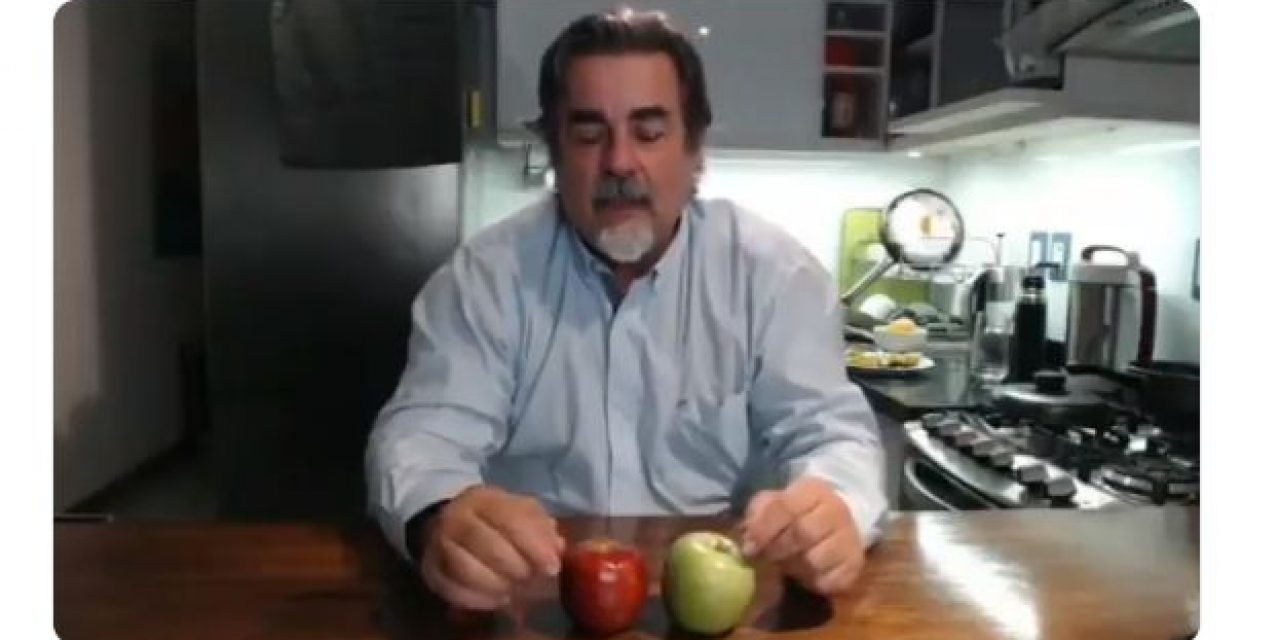 Zubía con un video y dos manzanas explica su futuro político