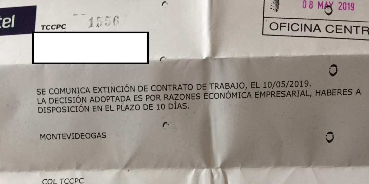Se confirmó el despido de 7 empleados de Montevideo  Gas