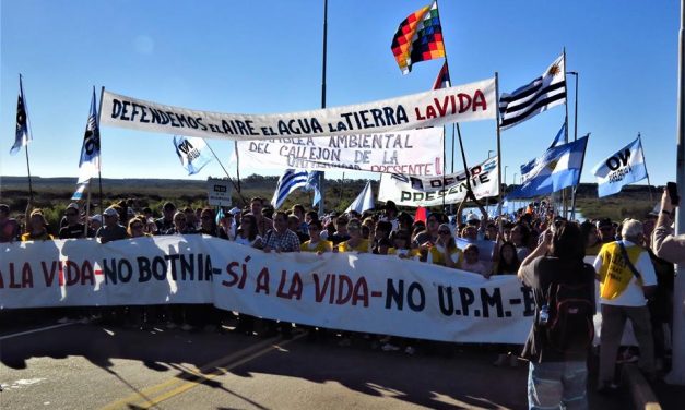 Ambientalistas de Gualeguaychú se manifiestan en el puente internacional contra UPM