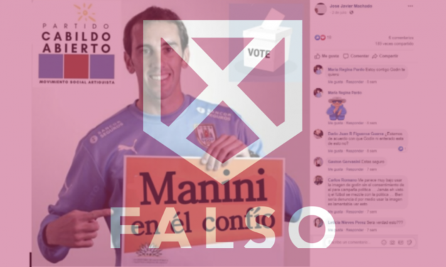 No, Diego Godín no posó con un cartel de apoyo a Guido Manini Ríos