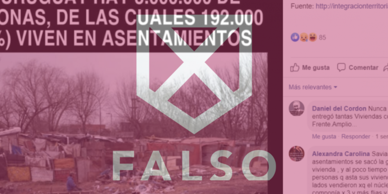 Es falso el posteo viral que indica que el 6.4% de los uruguayos vive en asentamientos