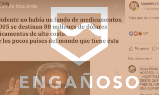 Engañoso: en 2005 no se creó un fondo de medicamentos que destine US$ 80 millones anuales a la compra de fármacos de alto costo