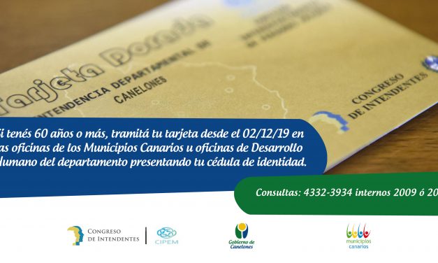 A partir del 2 de diciembre la Intendencia de Canelones entregará la tarjeta dorada