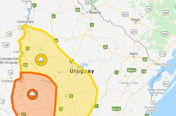 Rige una alerta amarilla y otra naranja por tormentas fuertes