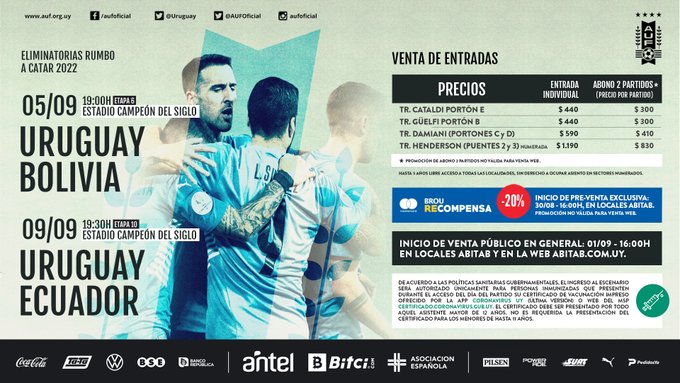 Eliminatorias: confirmados los detalles de los partidos de Uruguay