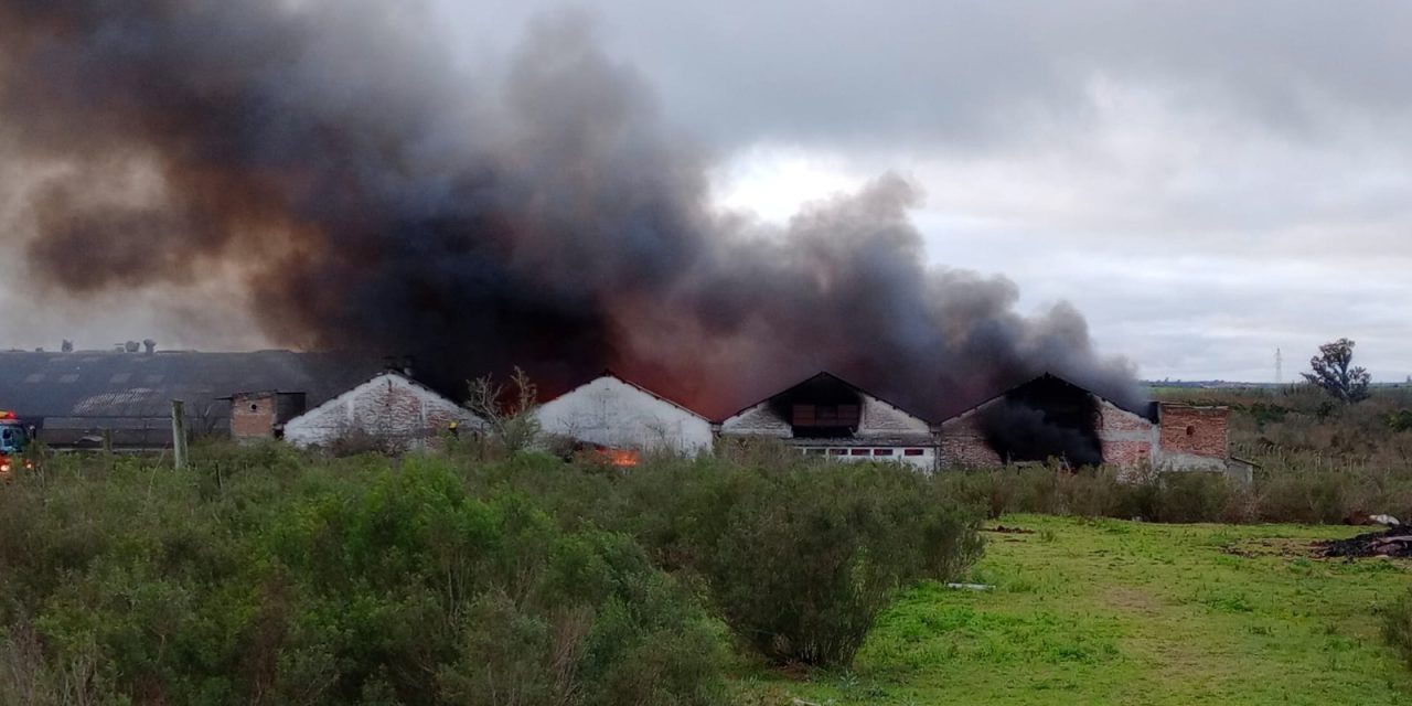 Bomberos de Florida controlaron un incendio en una planta de reciclados de neumáticos